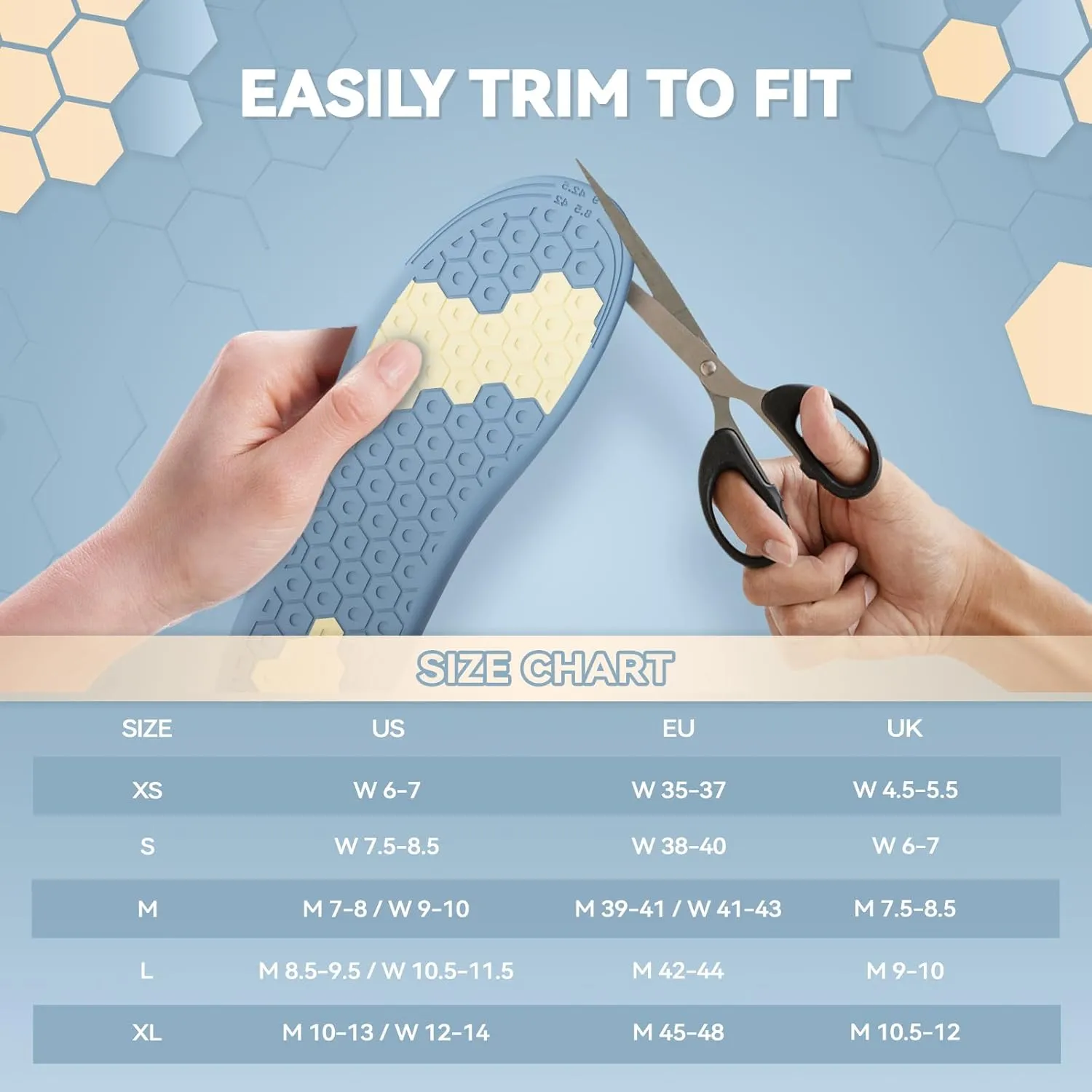 Shoe Lifts Men, DynWalker Height Increasing Shoe Inserts, Heel Lifts for Shoes, Suitable for Standing All Day, Comfort and Invisible Height Increase Insoles XL Blue