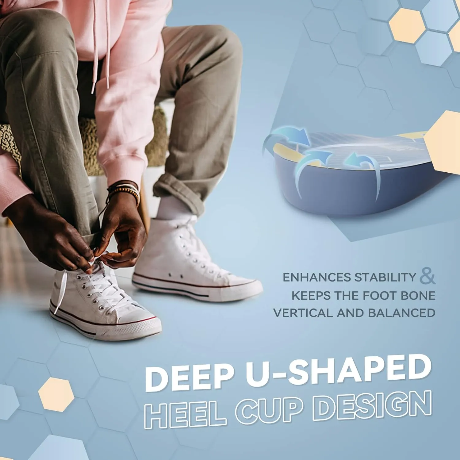 Shoe Lifts Men, DynWalker Height Increasing Shoe Inserts, Heel Lifts for Shoes, Suitable for Standing All Day, Comfort and Invisible Height Increase Insoles XL Blue
