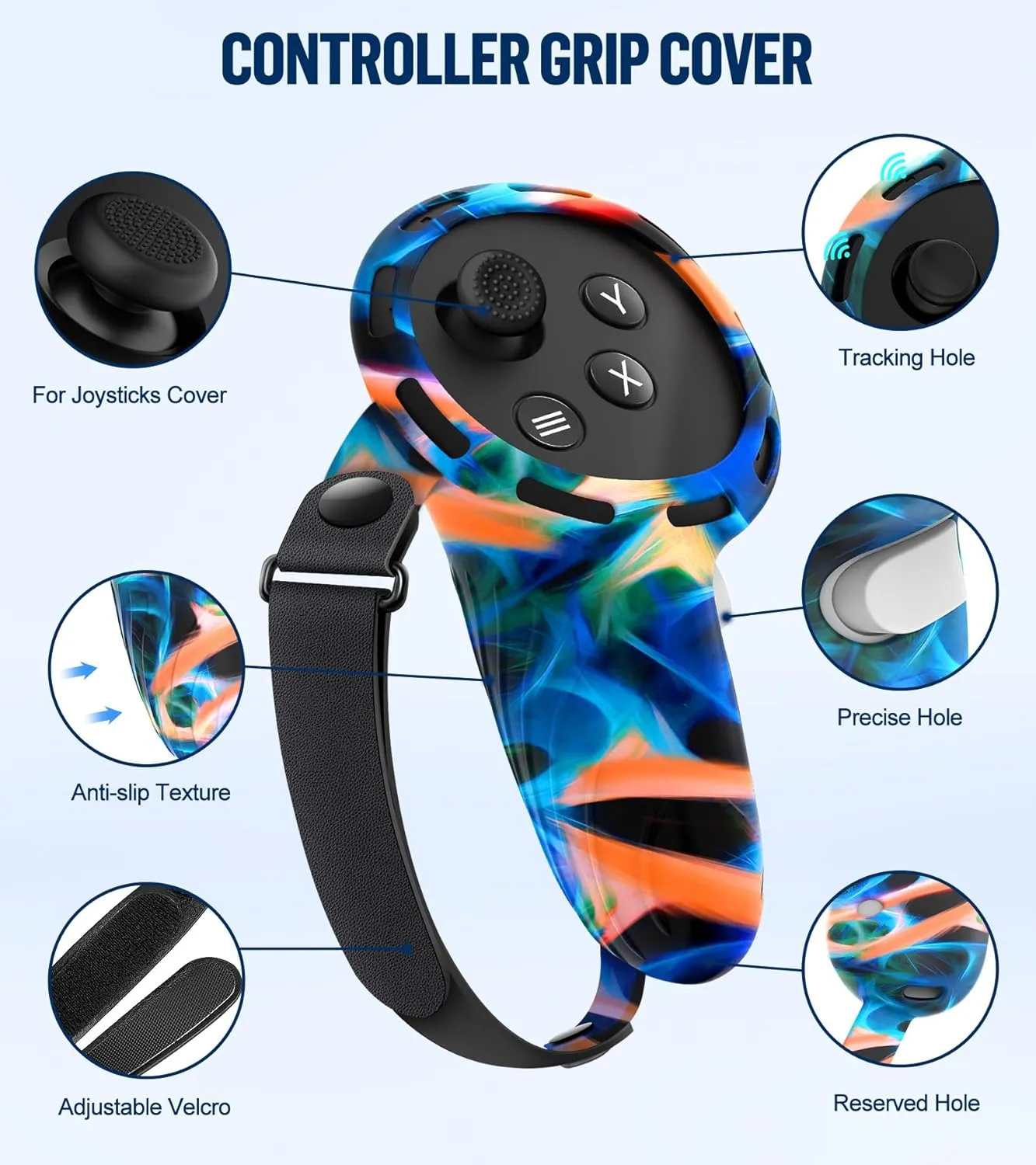 Silicone Cover Set Compatible with Meta/Oculus Quest 3 Accessories, Controller Grips, VR Shell Cover, Facial Interface Cover, Protective Lens Cover, Tempered Glass Lens Caps, Not Fit Quest 3S