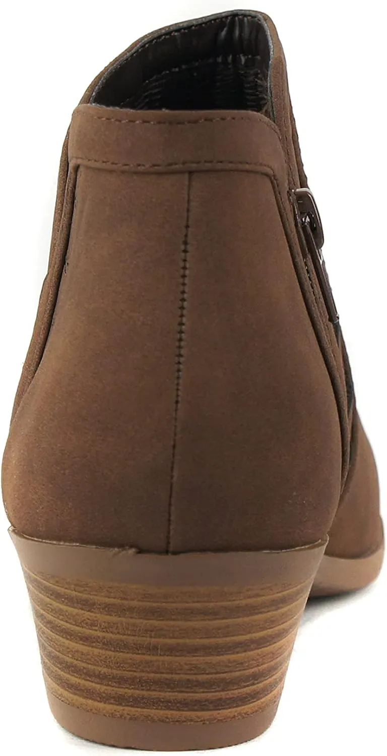 Soda Chance Women's Closed Toe Multi Strap Ankle Bootie
