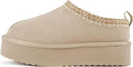 Soda Eagle ~ Women Round Toe Slip-On Flatform Lug Sole Sherpa-lined Slipper with Stitch Details