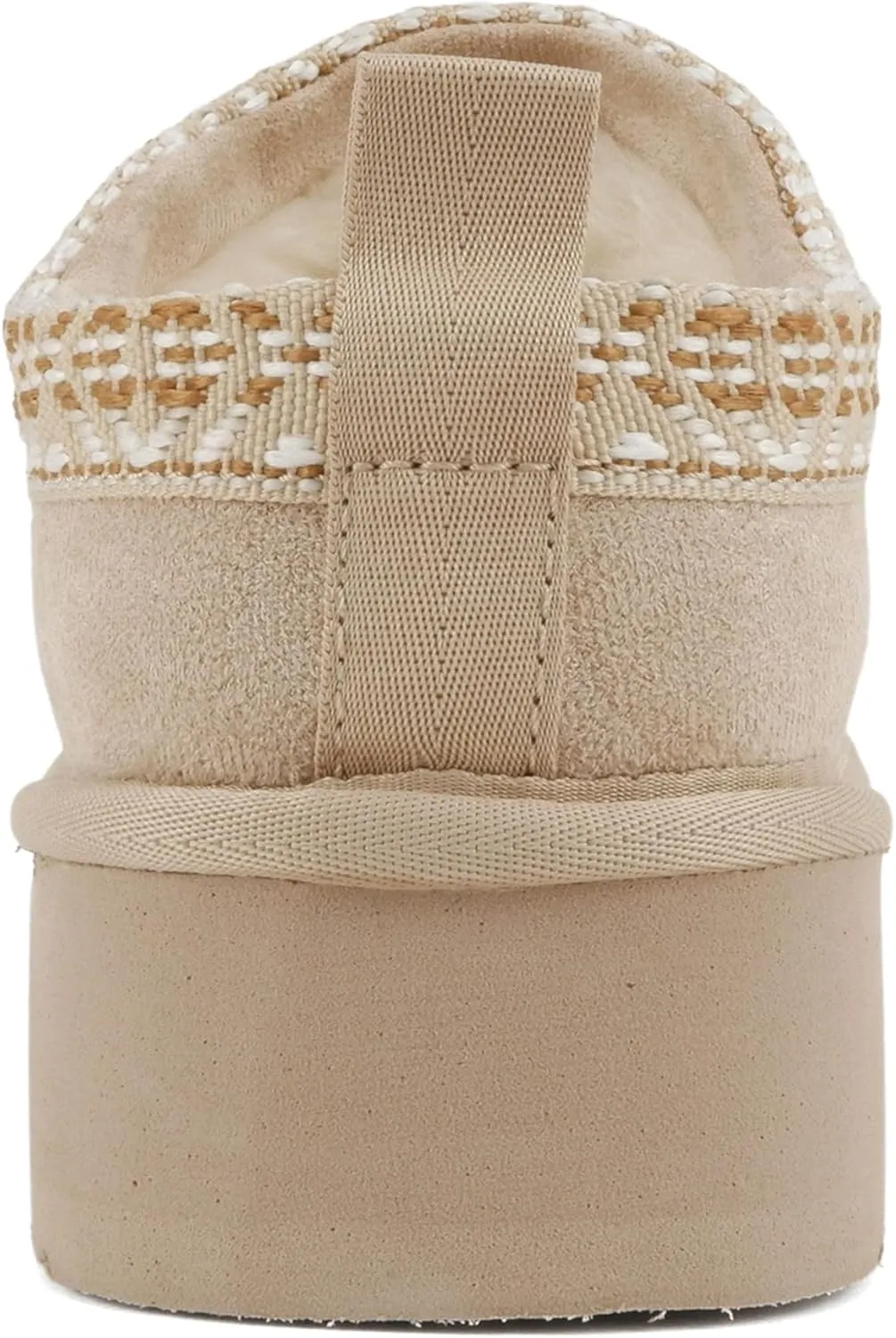 Soda Eagle ~ Women Round Toe Slip-On Flatform Lug Sole Sherpa-lined Slipper with Stitch Details
