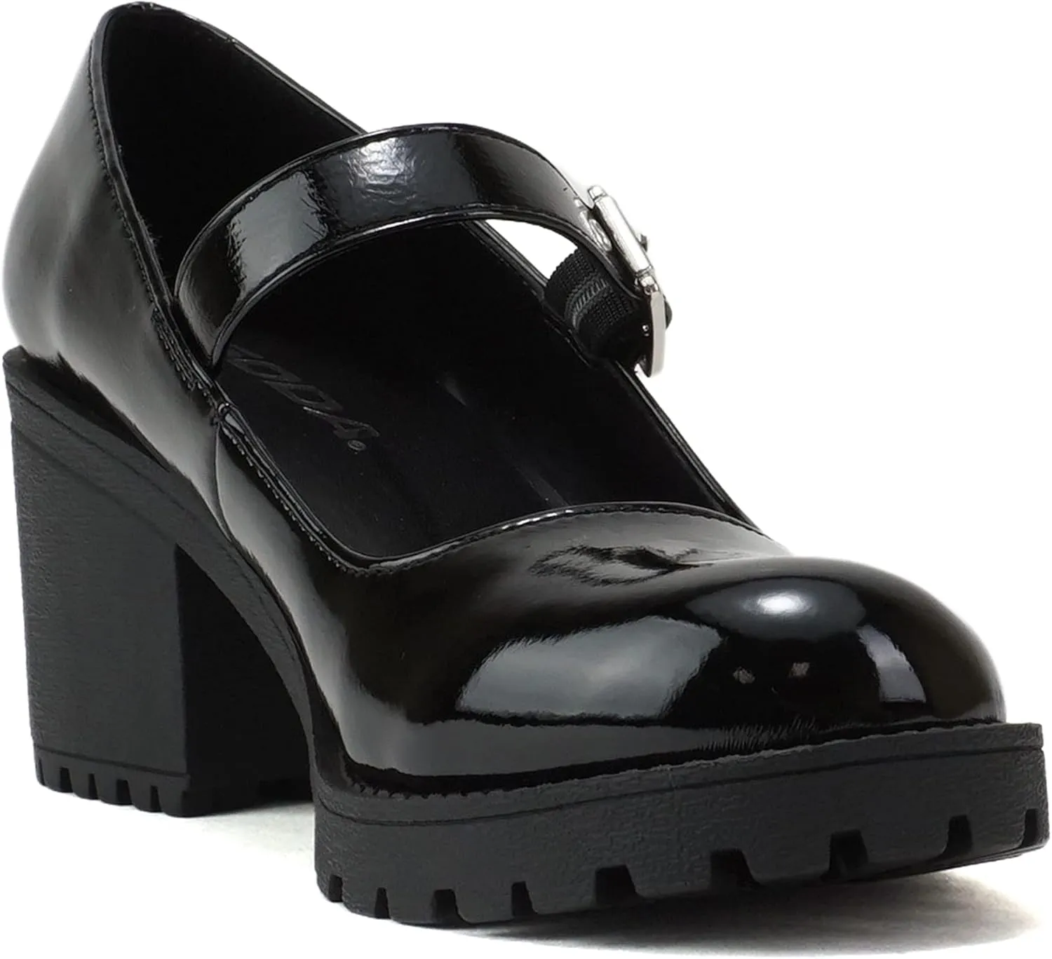Soda Eviana ~ Women Mary Jane Round Toe Mid Chunky Block Heel Lug Sole Pump with Adjustable Strap