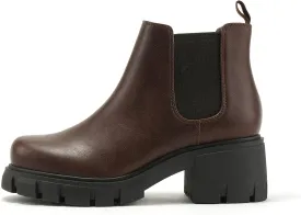 Soda PIONEER ~ Women Lug Sole Mid Heel Chelsea Fashion Ankle Bootie w/Double Elastic Gore