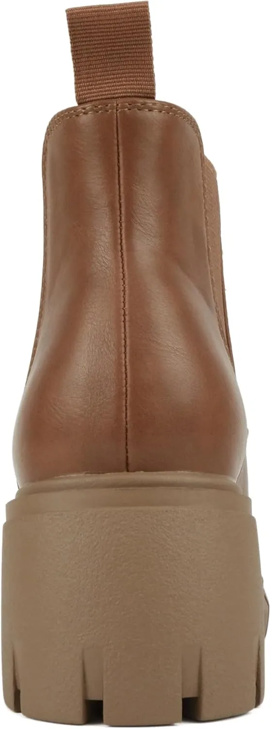 Soda PIONEER ~ Women Lug Sole Mid Heel Chelsea Fashion Ankle Bootie w/Double Elastic Gore