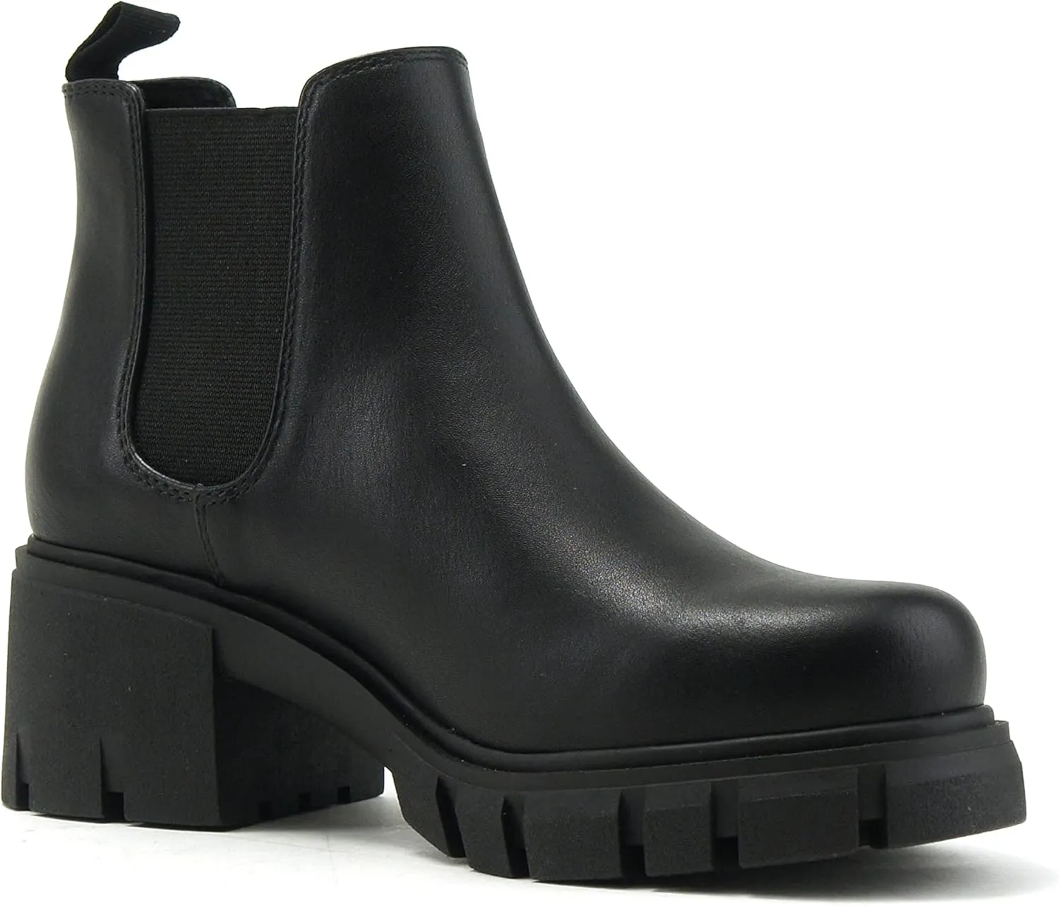 Soda PIONEER ~ Women Lug Sole Mid Heel Chelsea Fashion Ankle Bootie w/Double Elastic Gore
