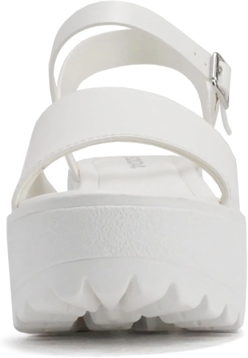 Soda Stacie ~ Women Open Toe Lug Sole Mid Block Heeled Sandals with Adjustable Ankle Strap