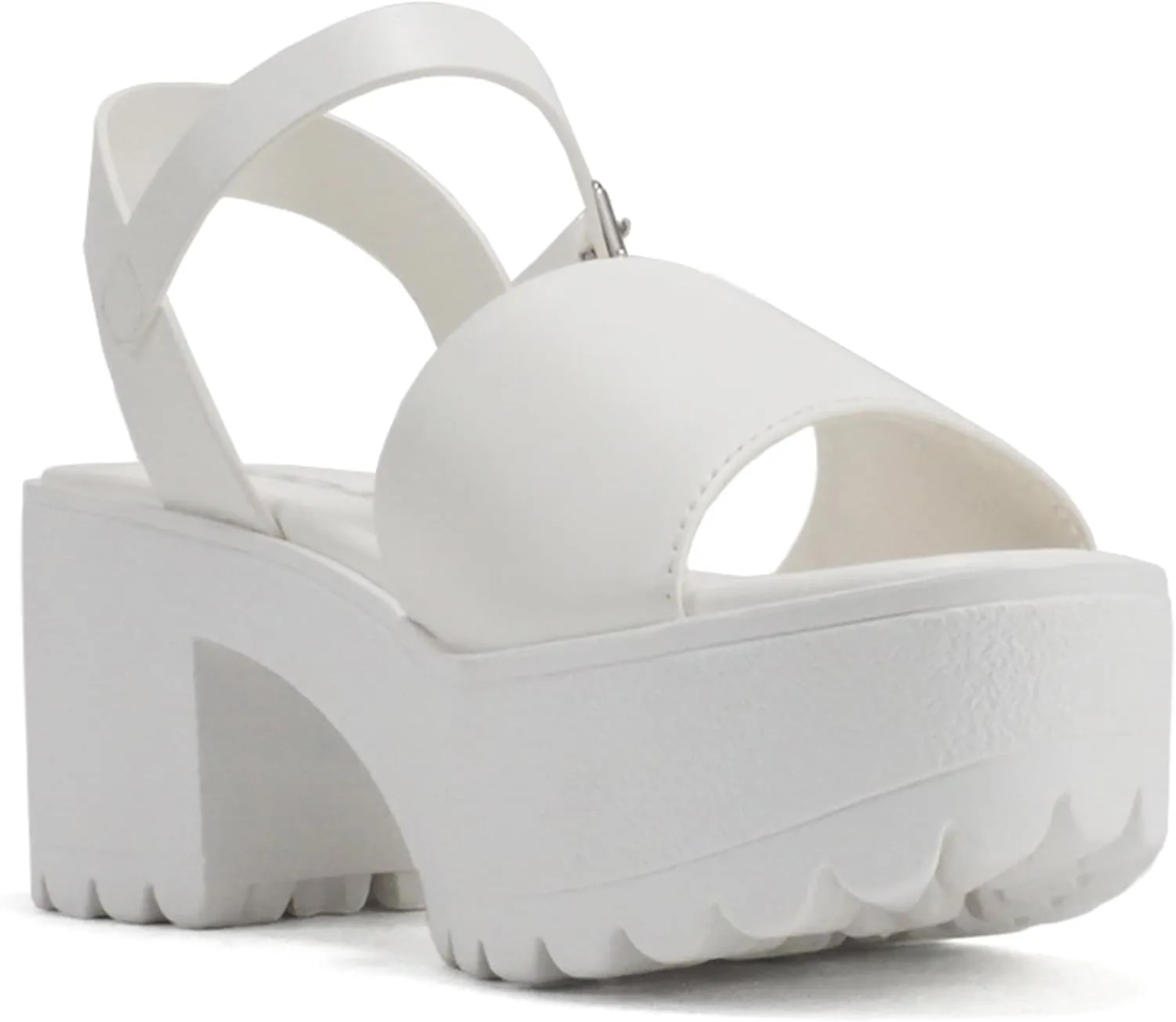 Soda Stacie ~ Women Open Toe Lug Sole Mid Block Heeled Sandals with Adjustable Ankle Strap