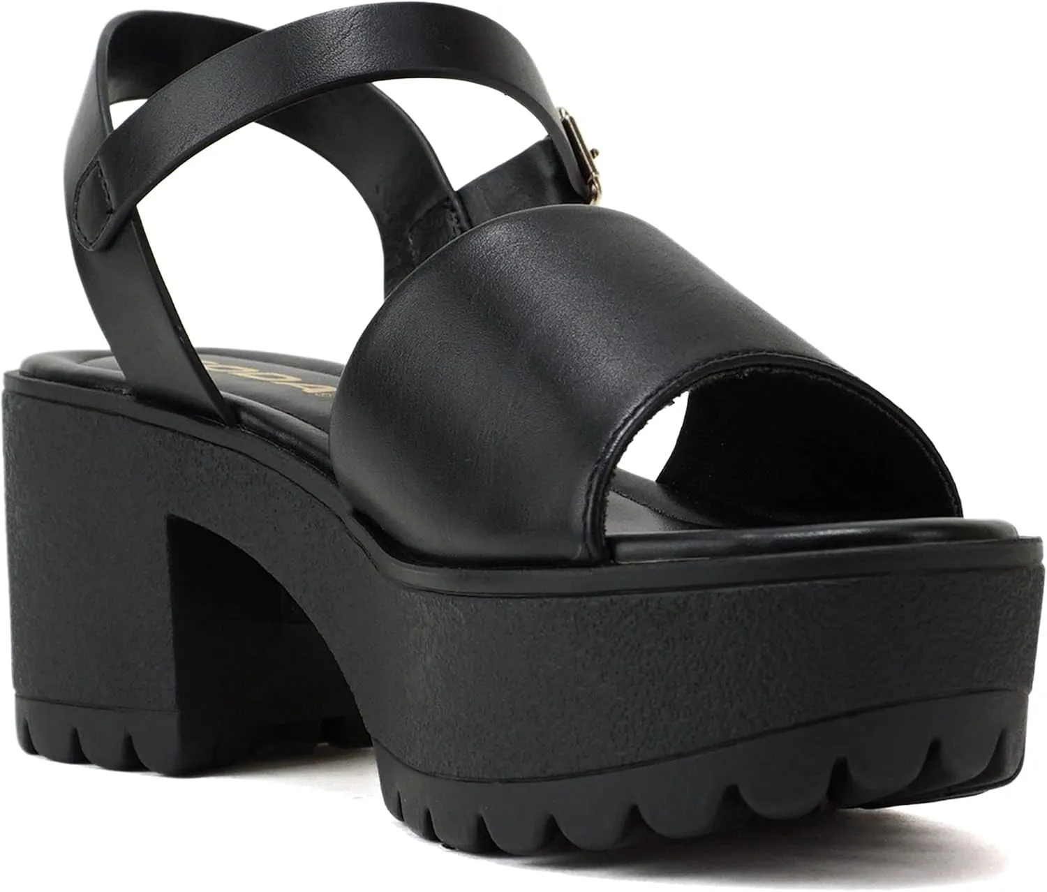 Soda Stacie ~ Women Open Toe Lug Sole Mid Block Heeled Sandals with Adjustable Ankle Strap
