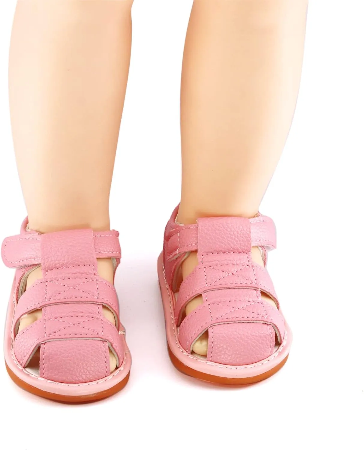 SOFMUO Baby Boys Girls Squeaky Sandals Non-Slip Soft Rubber Sole Closed Toe Infant Summer Outdoor Shoes Toddler First Walkers