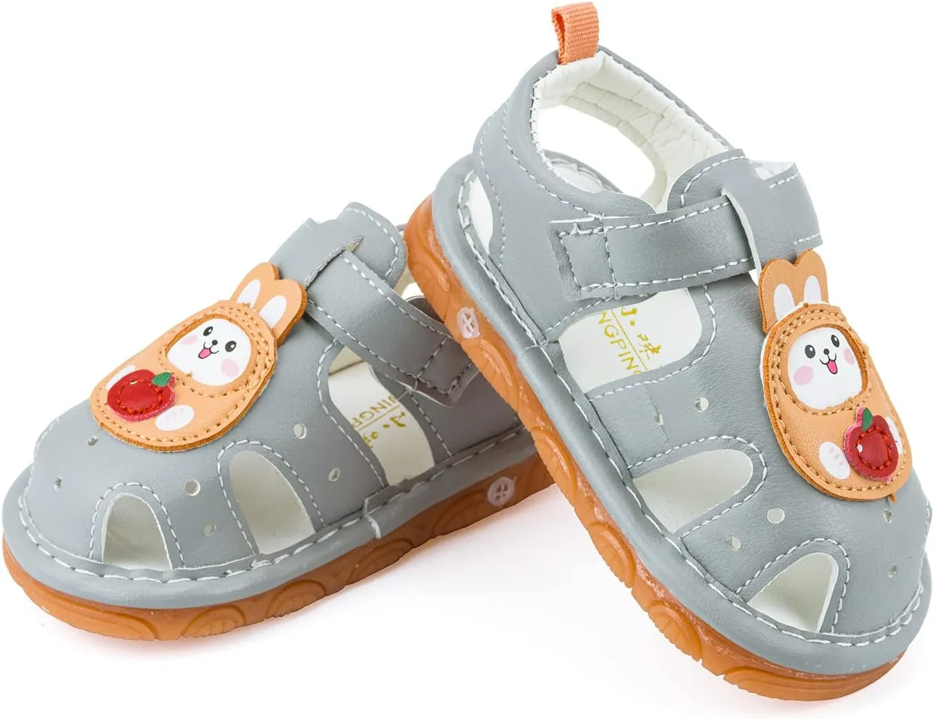 SOFMUO Baby Boys Girls Squeaky Sandals Non-Slip Soft Rubber Sole Closed Toe Infant Summer Outdoor Shoes Toddler First Walkers