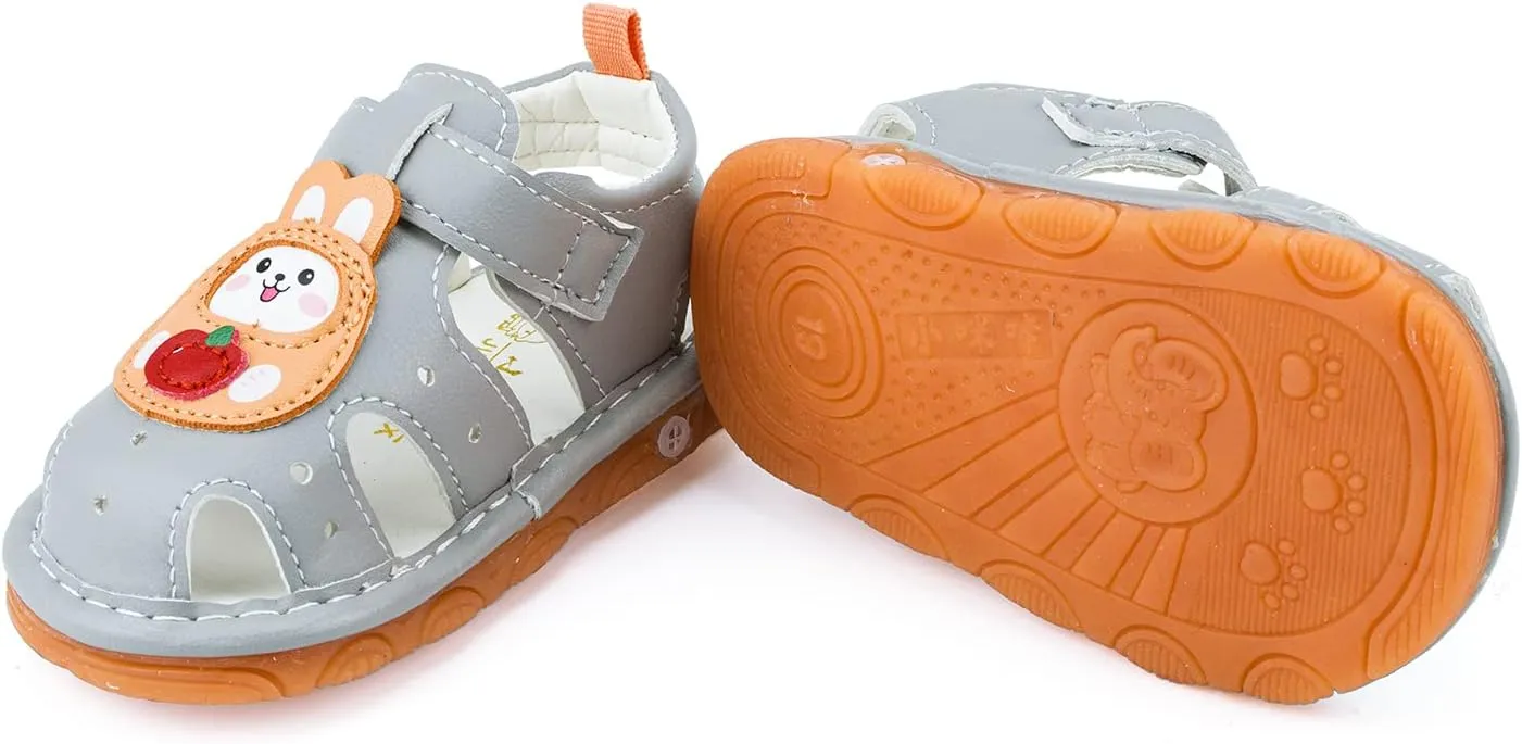 SOFMUO Baby Boys Girls Squeaky Sandals Non-Slip Soft Rubber Sole Closed Toe Infant Summer Outdoor Shoes Toddler First Walkers