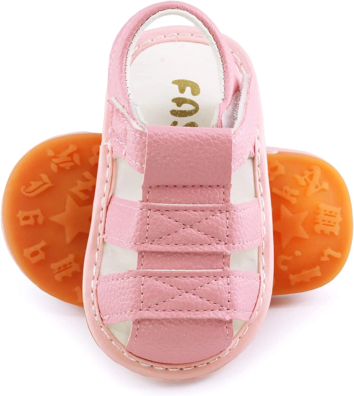 SOFMUO Baby Boys Girls Squeaky Sandals Non-Slip Soft Rubber Sole Closed Toe Infant Summer Outdoor Shoes Toddler First Walkers