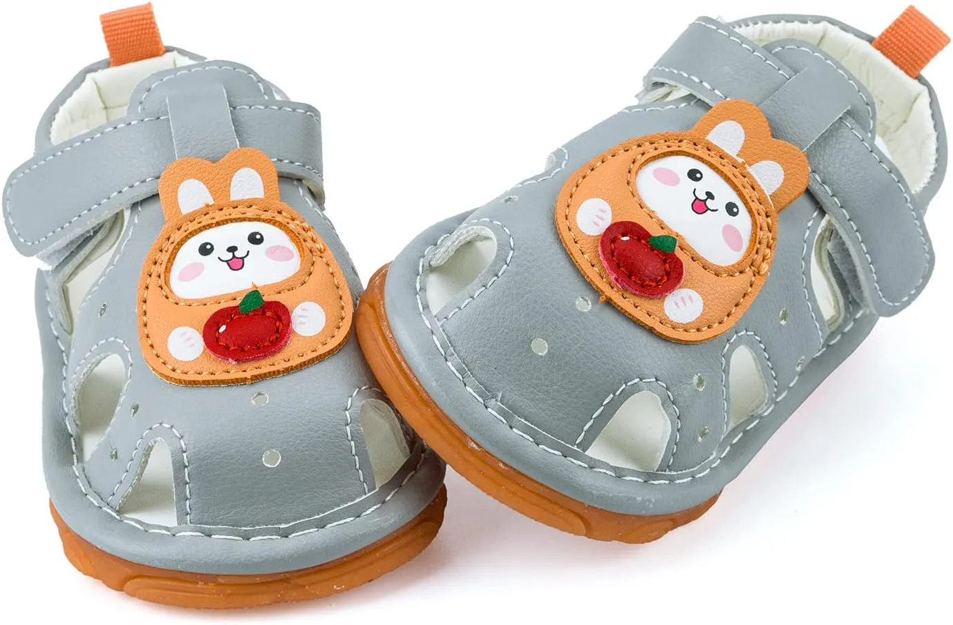 SOFMUO Baby Boys Girls Squeaky Sandals Non-Slip Soft Rubber Sole Closed Toe Infant Summer Outdoor Shoes Toddler First Walkers