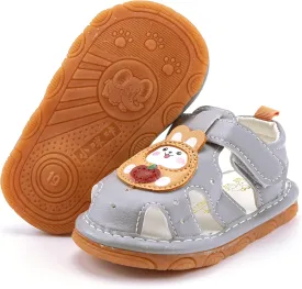 SOFMUO Baby Boys Girls Squeaky Sandals Non-Slip Soft Rubber Sole Closed Toe Infant Summer Outdoor Shoes Toddler First Walkers