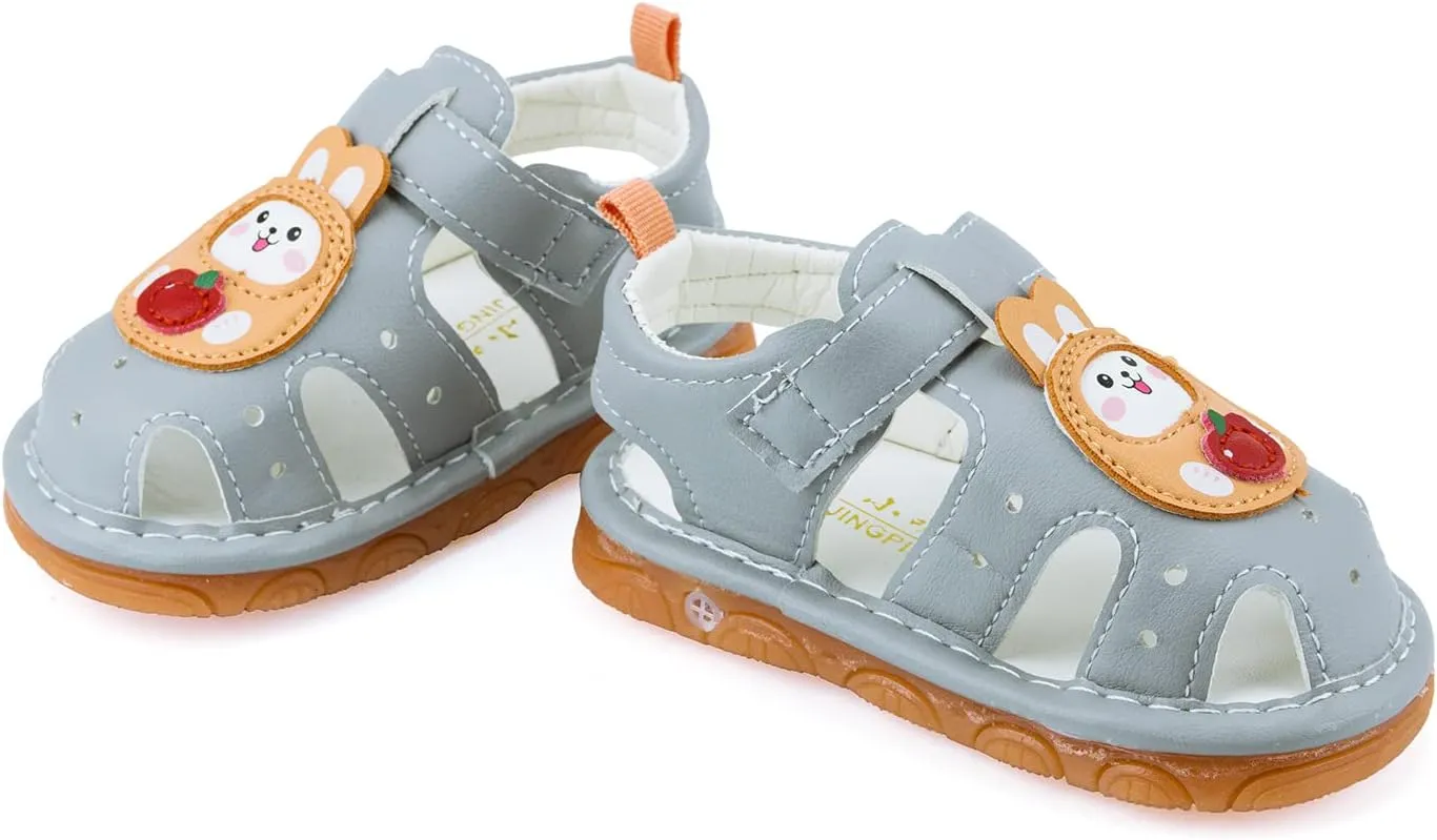 SOFMUO Baby Boys Girls Squeaky Sandals Non-Slip Soft Rubber Sole Closed Toe Infant Summer Outdoor Shoes Toddler First Walkers
