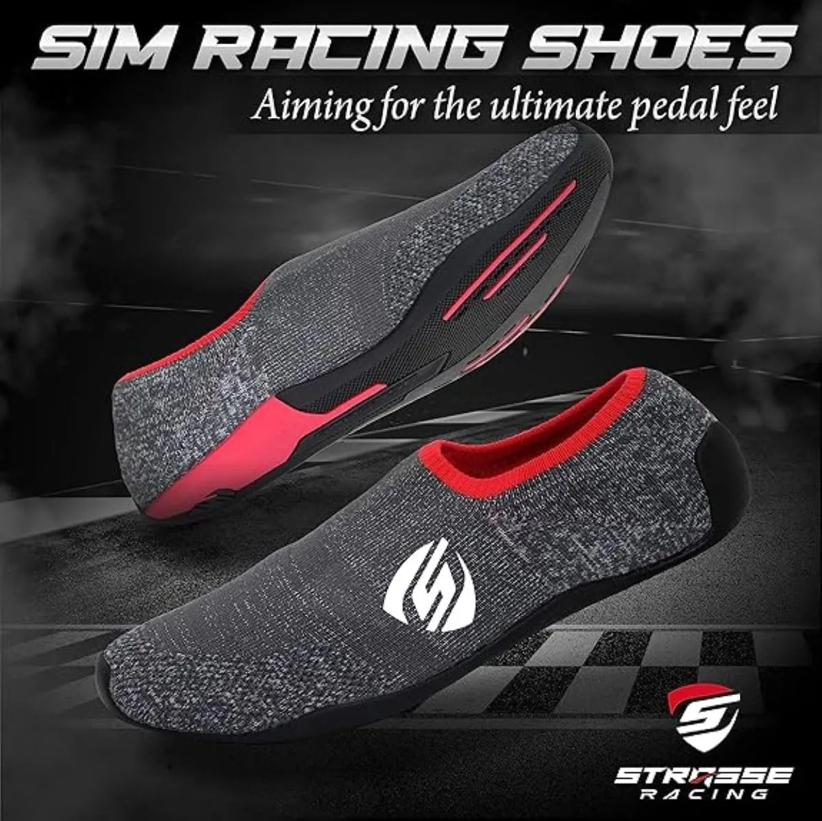 STRASSE SIM Racing Shoes - Special Grip, Thin & Lightweight for Hours of Comfortable Pedal Work in Sim Cockpit, Gran Turismo, PS4, PS5 Prestige Games