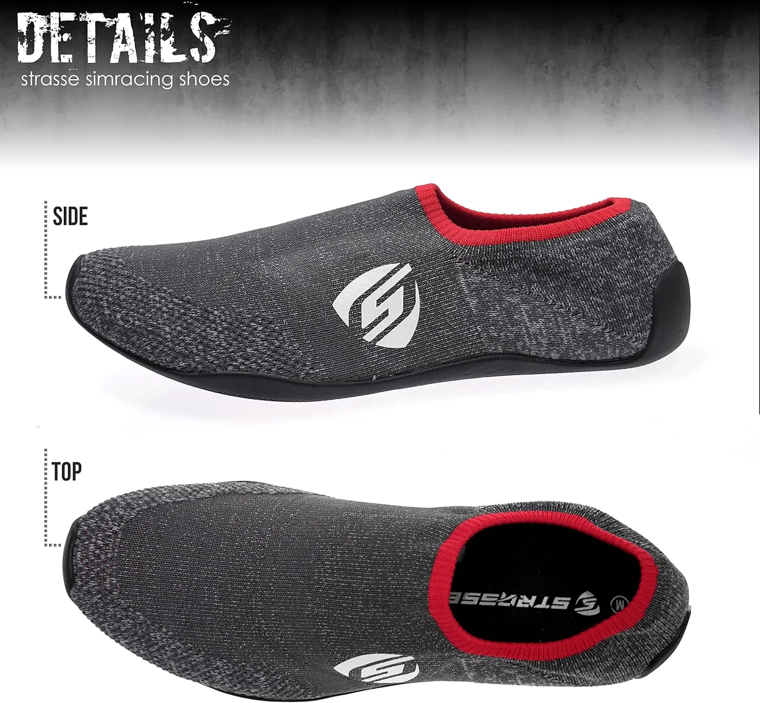STRASSE SIM Racing Shoes - Special Grip, Thin & Lightweight for Hours of Comfortable Pedal Work in Sim Cockpit, Gran Turismo, PS4, PS5 Prestige Games
