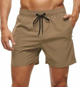 Tyhengta Men's Swim Trunks Quick Dry Beach Shorts with Zipper Pockets and Mesh Lining