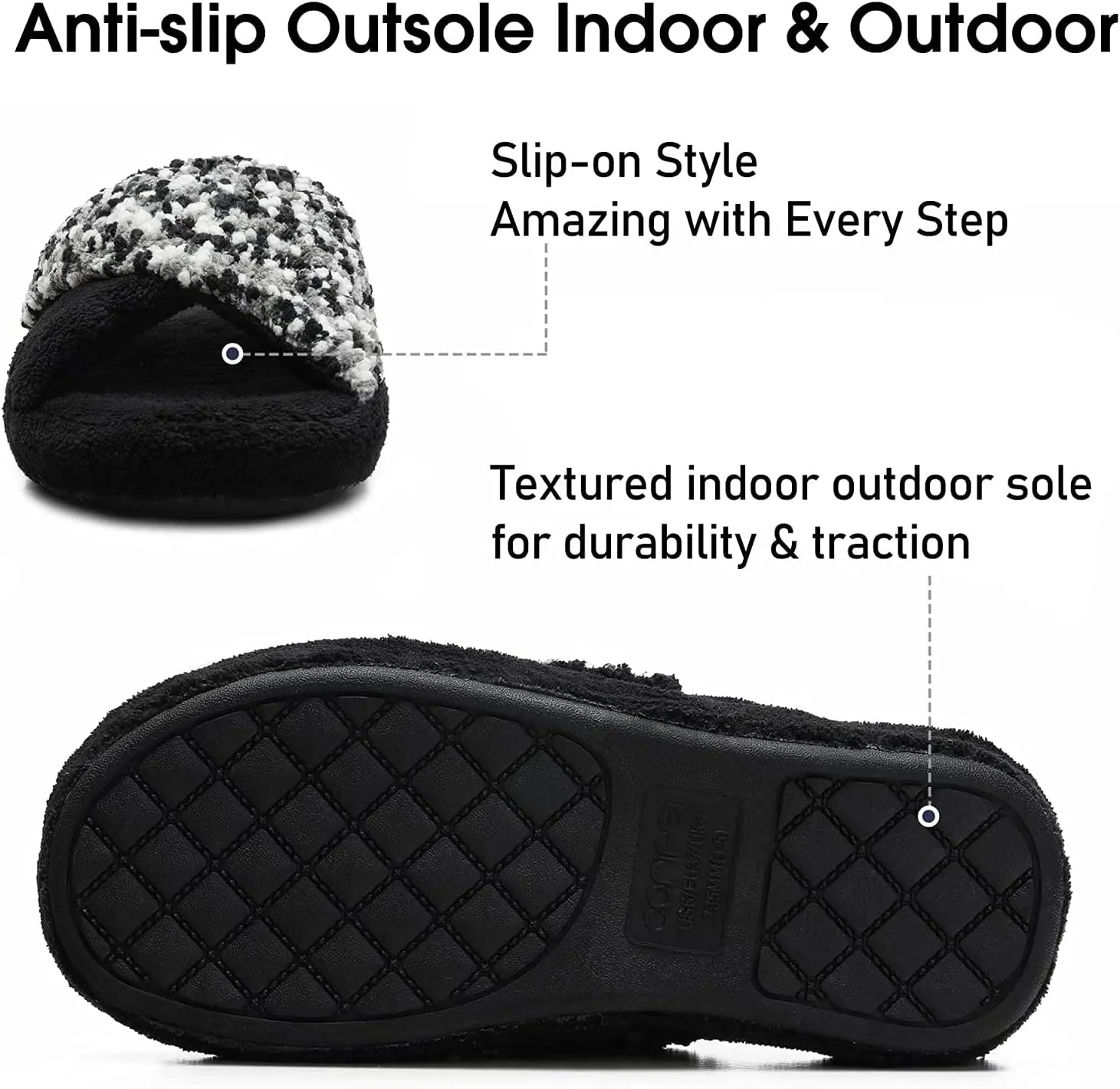 Women's Orthotic Slippers with Arch Support Adjustable Orthopedic Slipper Memory Foam Ladies House Shoes Indoor Slip On for Plantar Fasciitis
