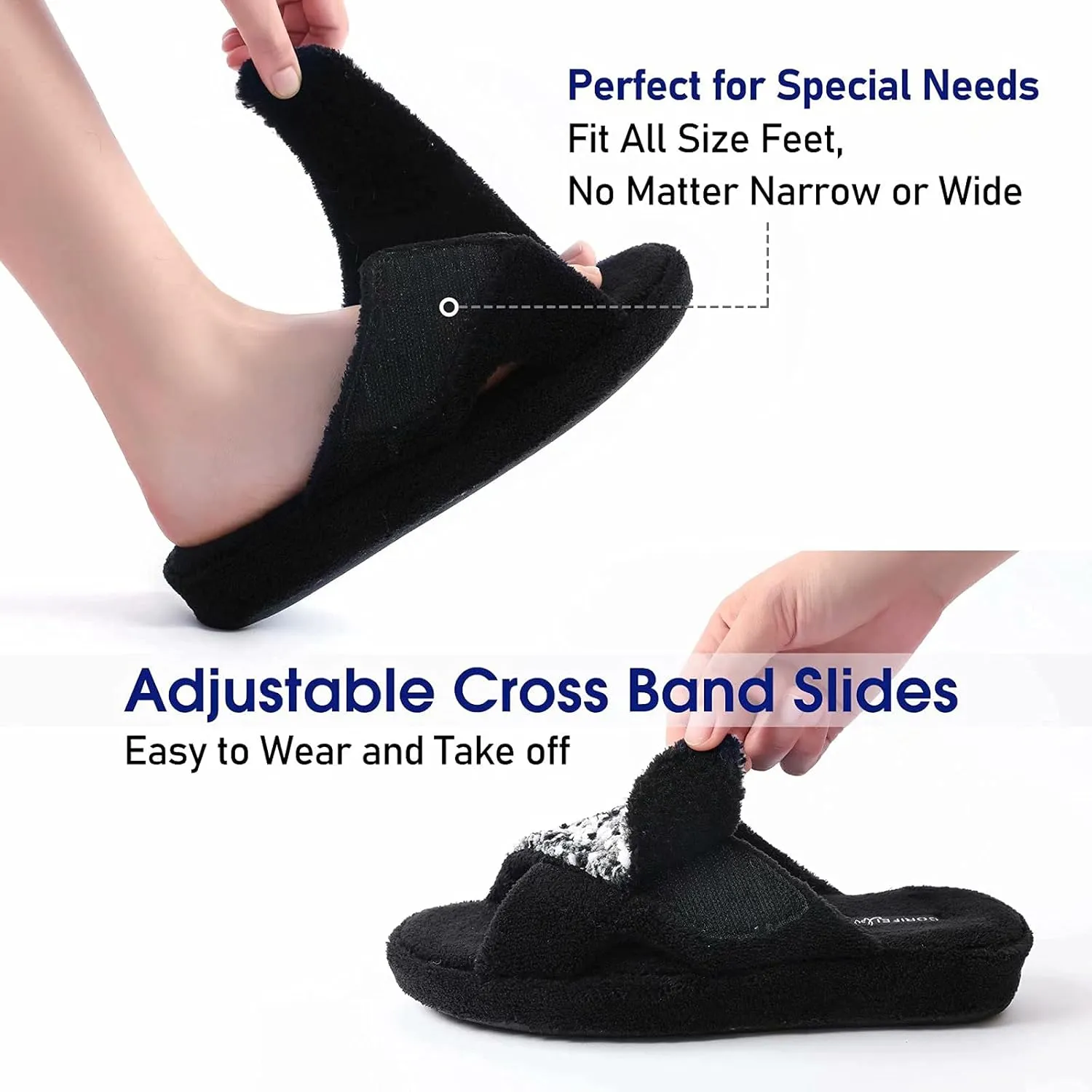 Women's Orthotic Slippers with Arch Support Adjustable Orthopedic Slipper Memory Foam Ladies House Shoes Indoor Slip On for Plantar Fasciitis